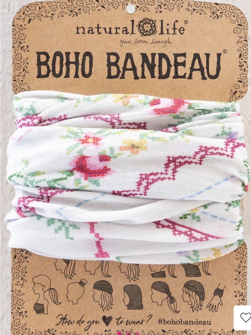 Natural Life Boho Bandeau Headband - White Floral 207